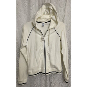 Food Locker Leady White/black Sweatshirt Zip Up Hoodie NWT